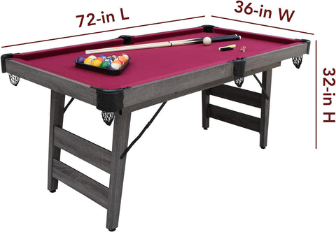 Pendleton 6-ft Portable Pool Table - Driftwood Finish with Burgundy Felt Pendleton 6-ft Portable Pool Table - Driftwood Finish with Burgundy Felt