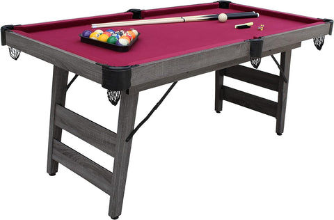 Pendleton 6-ft Portable Pool Table - Driftwood Finish with Burgundy Felt Pendleton 6-ft Portable Pool Table - Driftwood Finish with Burgundy Felt