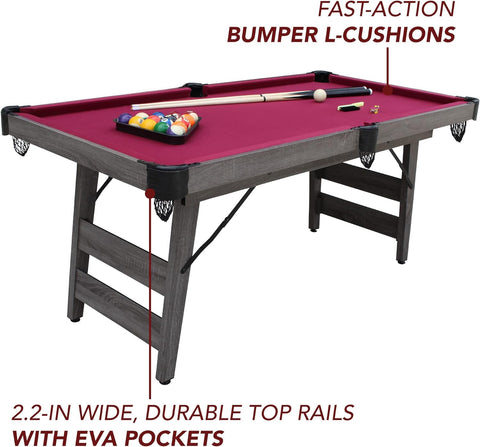 Pendleton 6-ft Portable Pool Table - Driftwood Finish with Burgundy Felt Pendleton 6-ft Portable Pool Table - Driftwood Finish with Burgundy Felt