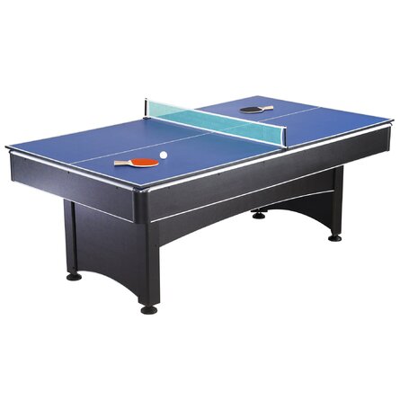 Maverick II 7ft Pool Table with Table Tennis Top - Black with Red Felt (Non-Slate)