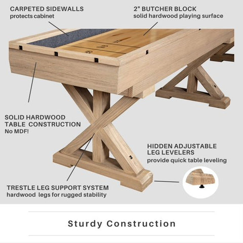 The Rockford 2-Piece 12′ Upstairs/Downstairs Shuffleboard Table