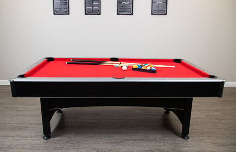 Maverick II 7ft Pool Table with Table Tennis Top - Black with Red Felt (Non-Slate)