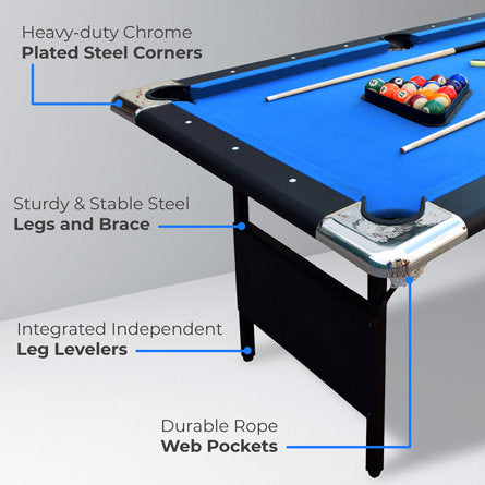 Fairmont Portable 6ft Pool Table W/Easy Folding for Storage (Non-Slate)