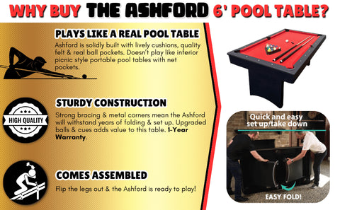 The Ashford 6' Portable Folding Pool Table