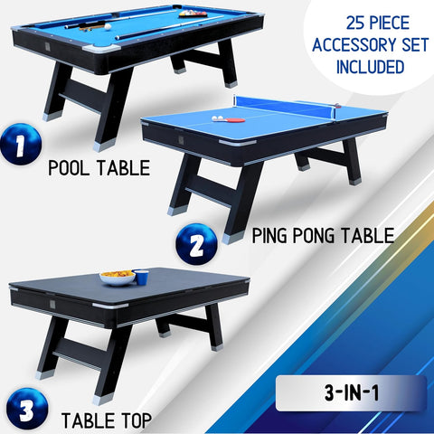 Sports 7' Pool Table with Top
