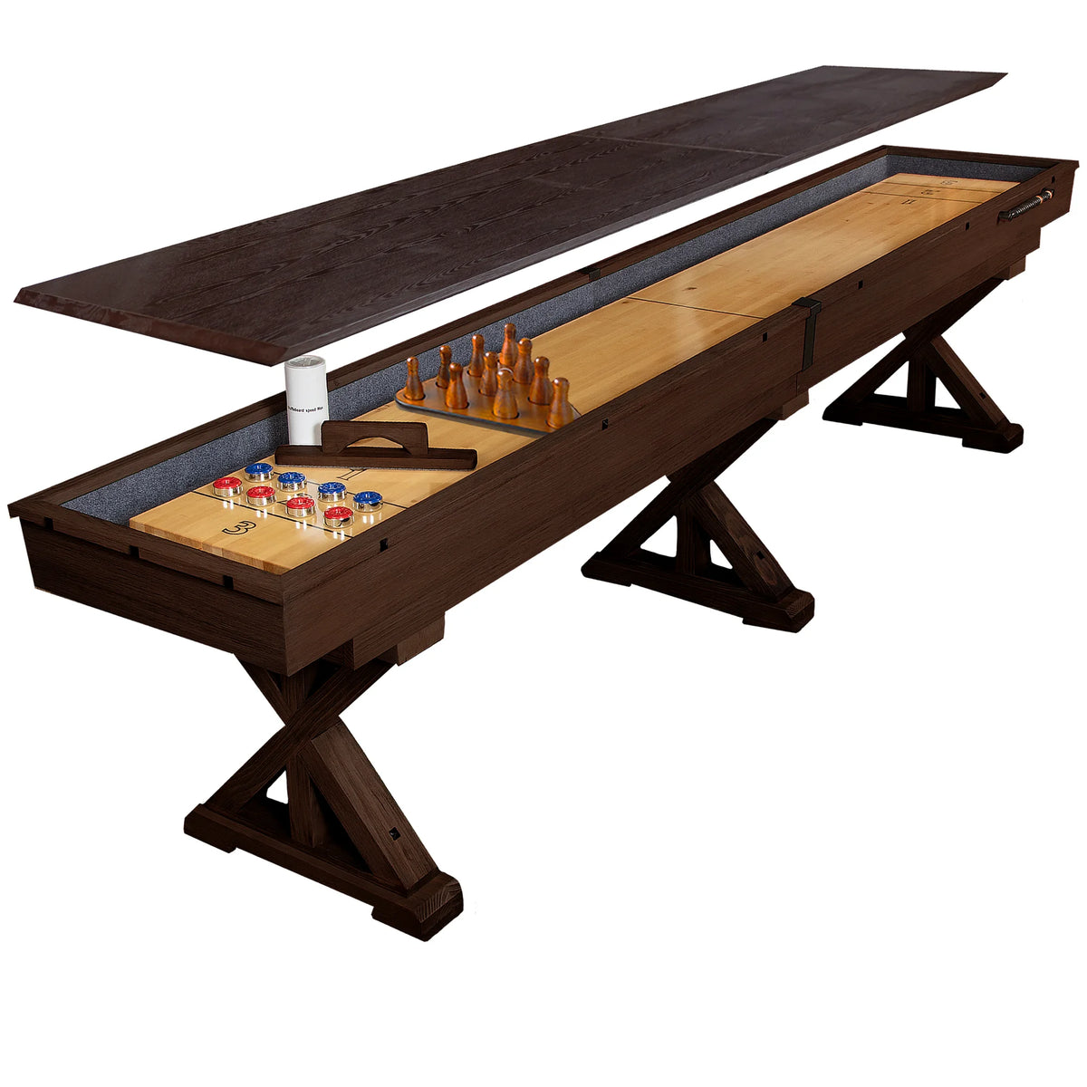 The Rockford 2-Piece 12′ Upstairs/Downstairs Shuffleboard Table