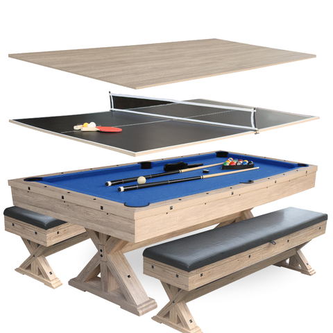 The Rockford 7' Multi-Game Table  With Benches