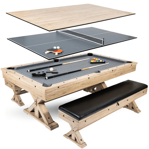 The Rockford 7' Multi-Game Table  With Benches