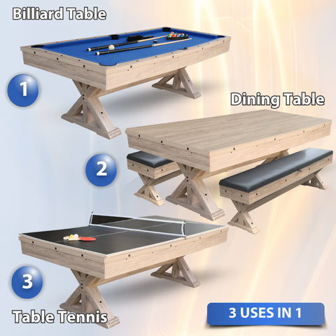 The Rockford 7' Multi-Game Table  With Benches