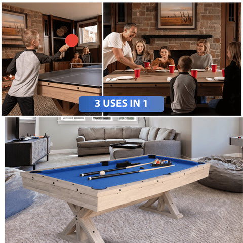 The Rockford 7' Multi-Game Table  With Benches
